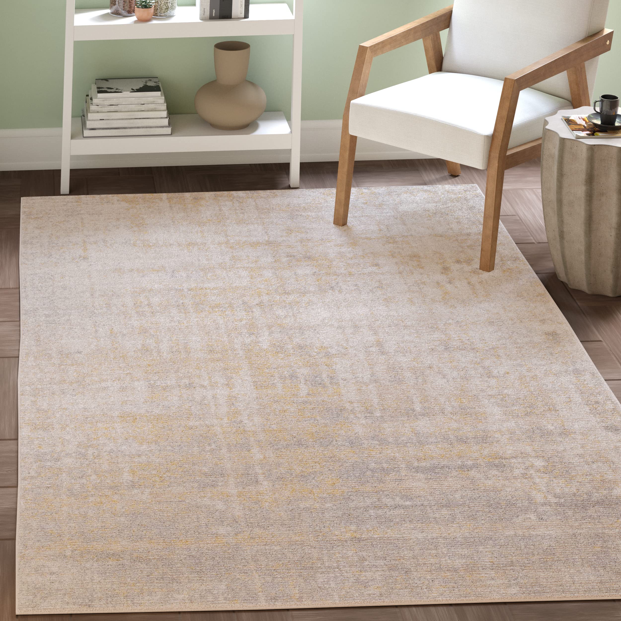 Safavieh Adirondack Collection Area Rug - 8' Square, Creme & Gold, Modern Abstract Design, Non-Shedding & Easy Care, Ideal For H